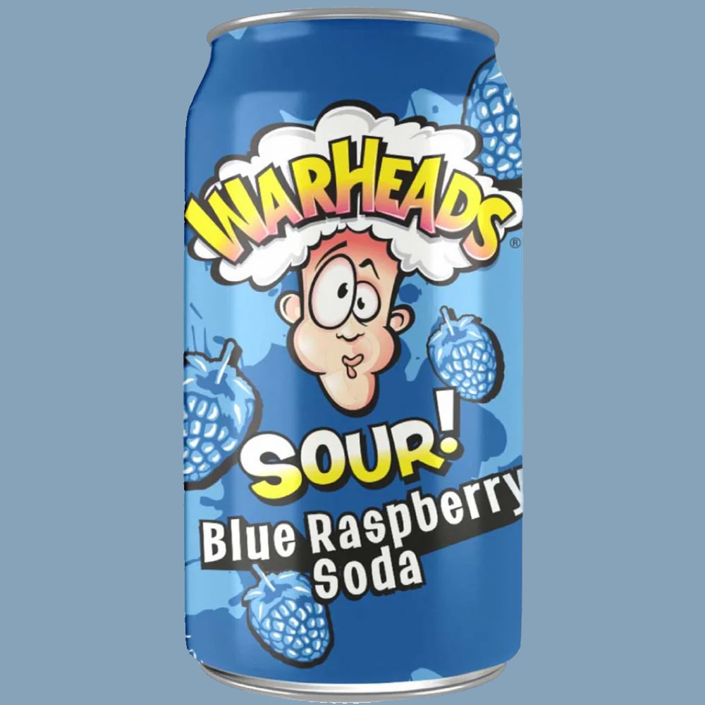 Warheads Sour Blue Raspberry Soda 12 fl oz (Rare American)
