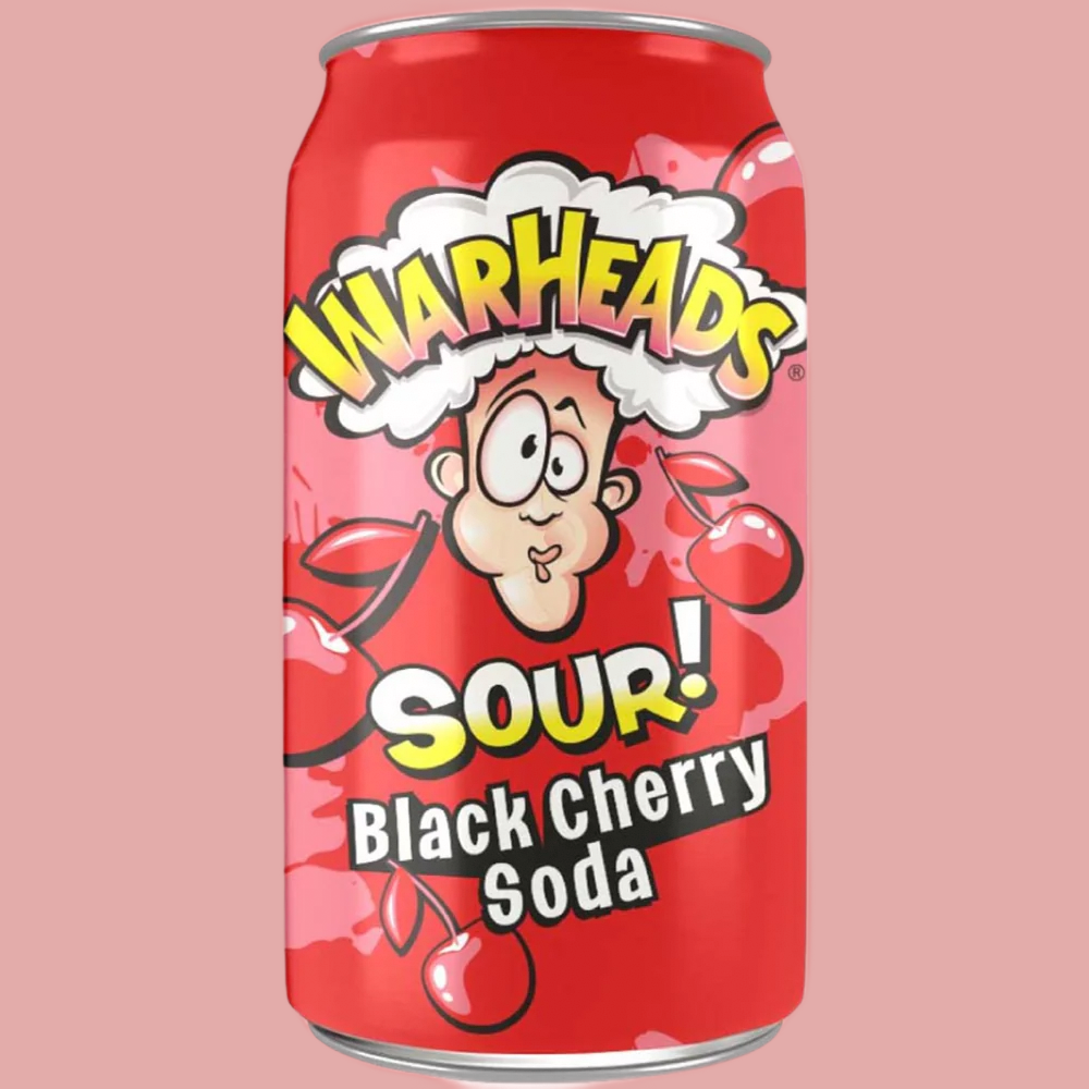 Warheads Sour Black Cherry Soda 12 fl oz (Rare American)