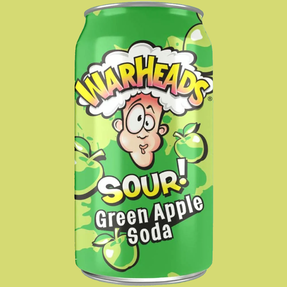 Warheads Sour Green Apple Soda 12 fl oz (Rare American)