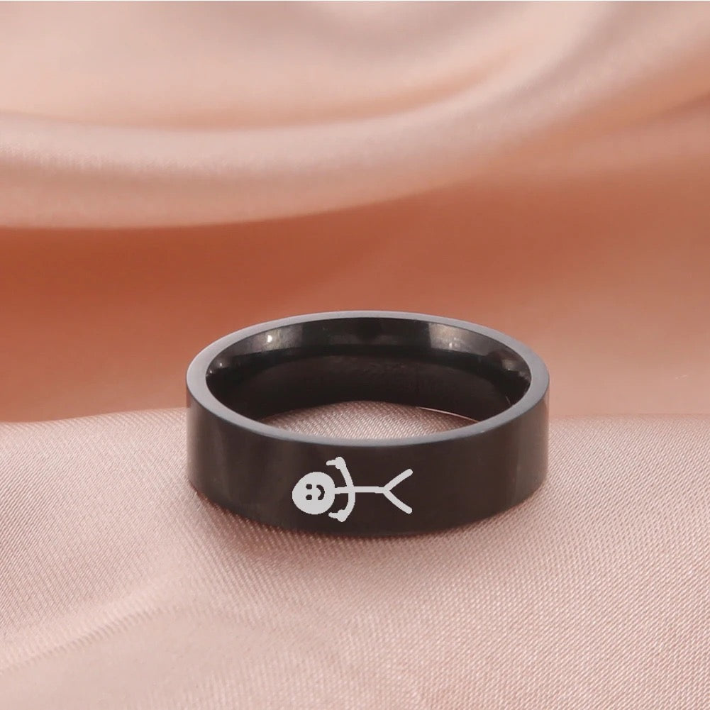 Engravable Titanium Middle Finger Rings - Black / 7