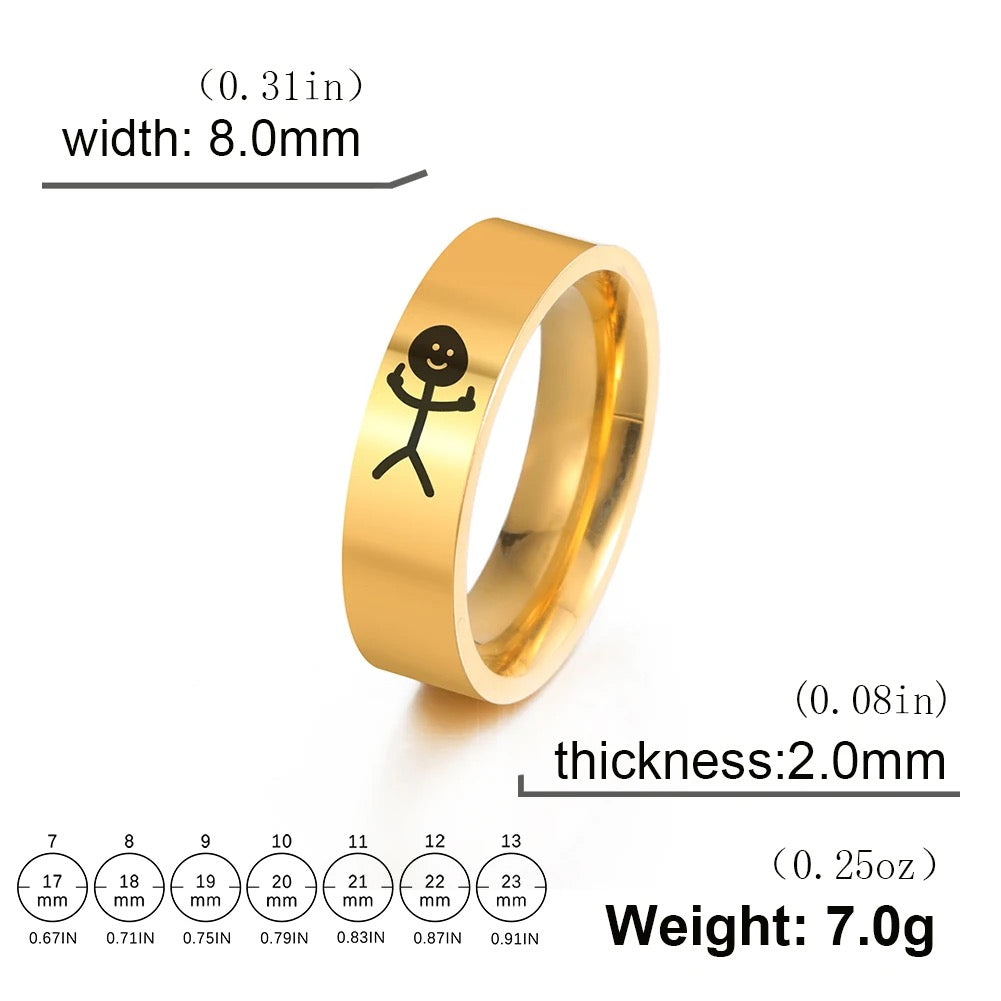 Engravable Titanium Middle Finger Rings - Gold / 10