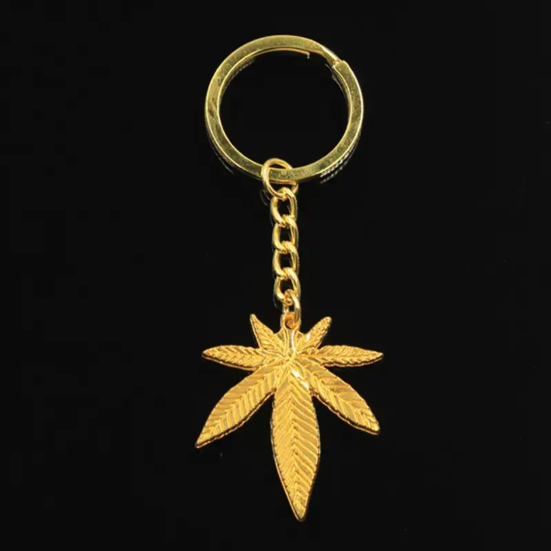 Weed Leaf Keychain - Gold