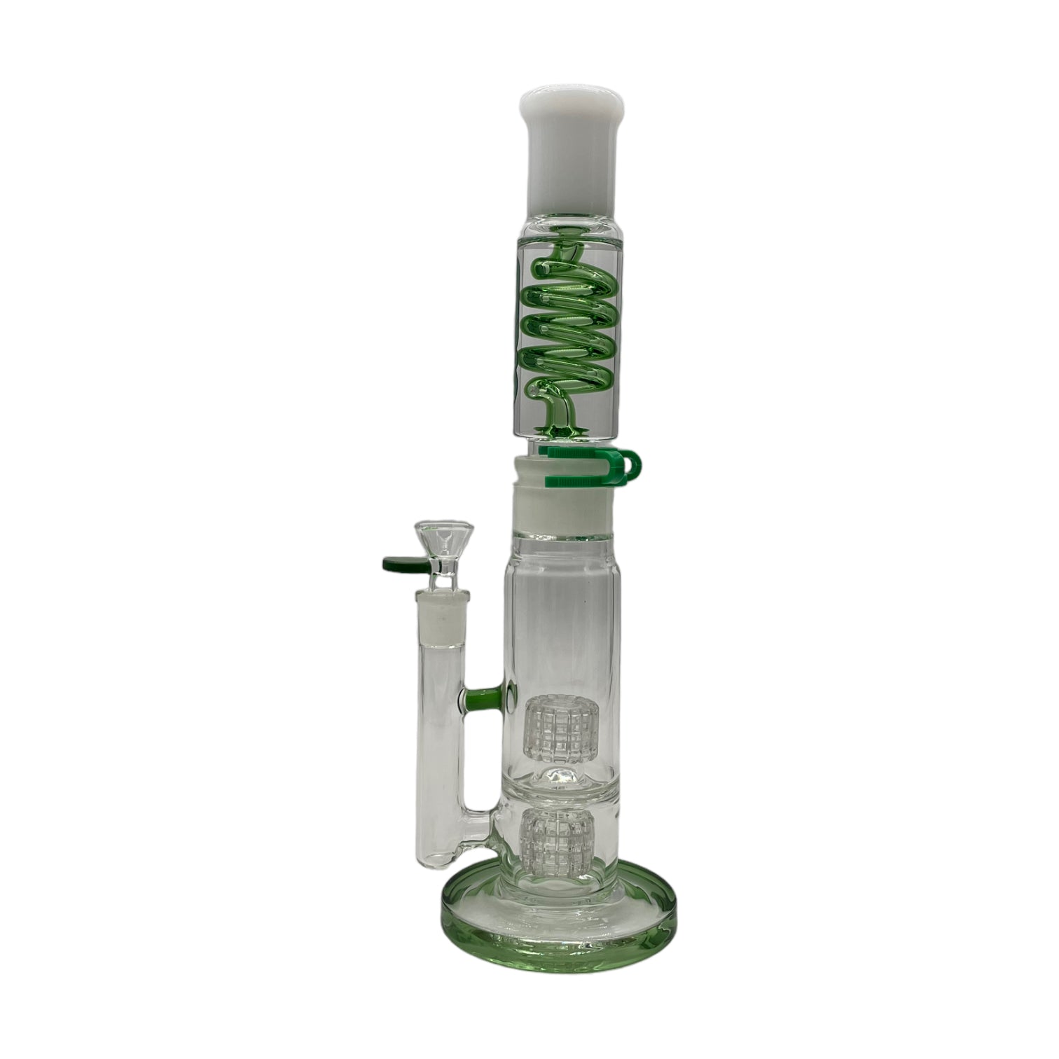 Double Perc Bong With Coil - Green