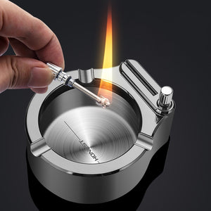 Metal Ashtray with Built-in Match - Silver