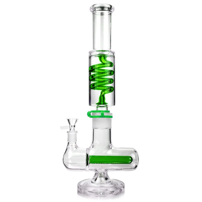 16" Glycerin Coil Color Inline Bong - Green