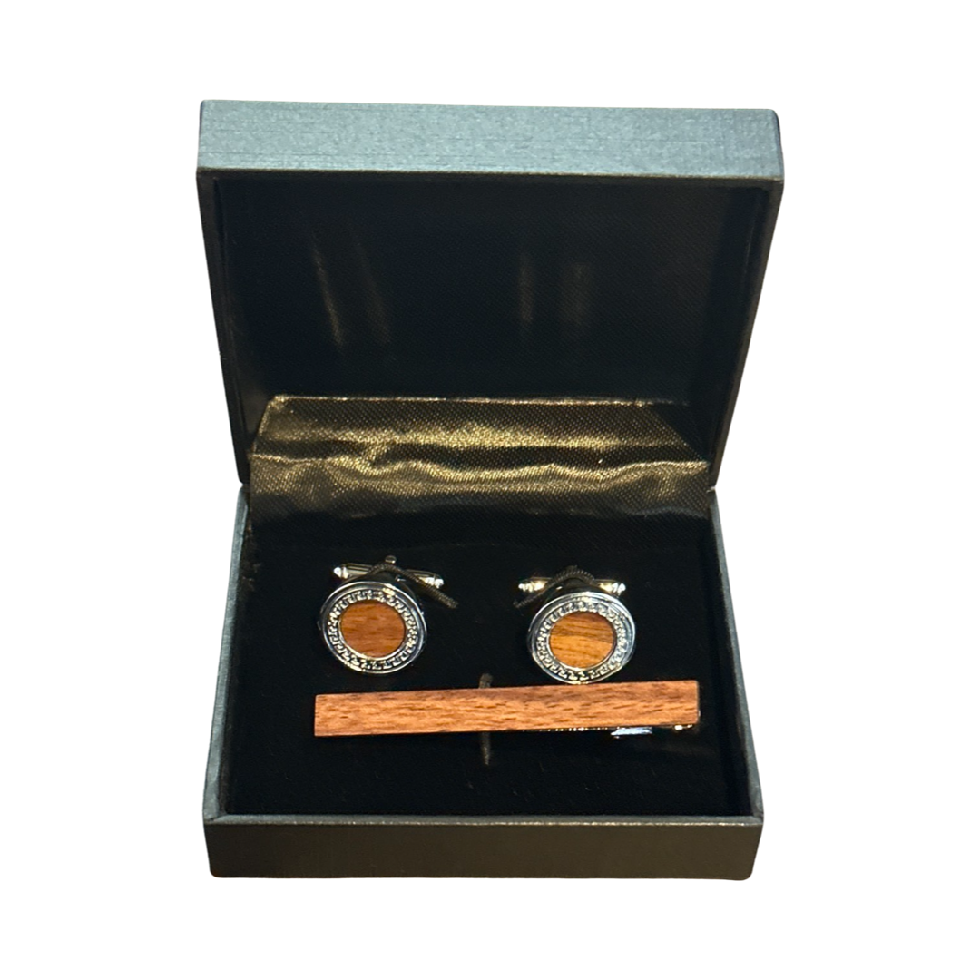 Engravable Cufflinks and Tiber Set