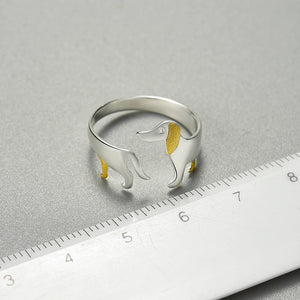 Engravable Dachshund Sterling Silver Ring