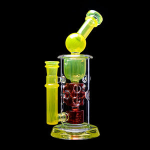 Calibear Kickback Straight Fab Torus Dab Rig | 8.5" Opal-Encased Glass Rig with Seed of Life Perc (ONLINE ONLY)