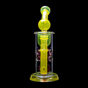 Calibear Kickback Straight Fab Torus Dab Rig | 8.5" Opal-Encased Glass Rig with Seed of Life Perc (ONLINE ONLY)