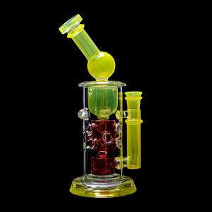 Calibear Kickback Straight Fab Torus Dab Rig | 8.5" Opal-Encased Glass Rig with Seed of Life Perc (ONLINE ONLY)