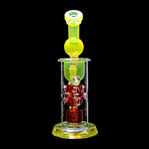 Calibear Kickback Straight Fab Torus Dab Rig | 8.5" Opal-Encased Glass Rig with Seed of Life Perc (ONLINE ONLY)