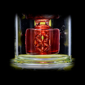 Calibear Kickback Straight Fab Torus Dab Rig | 8.5" Opal-Encased Glass Rig with Seed of Life Perc (ONLINE ONLY)