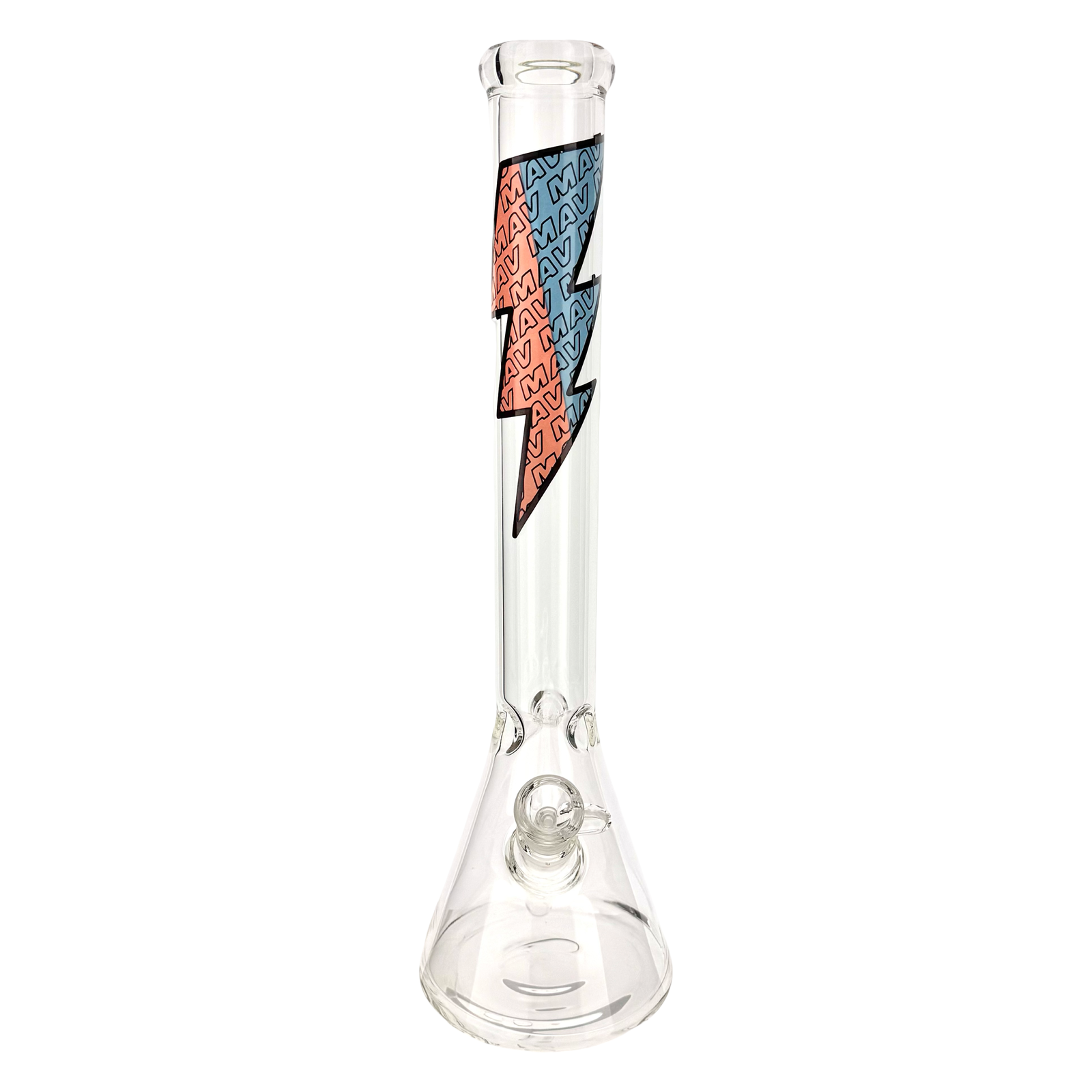 18" MAV bolt pink brown and blue classic Beaker Bong (ONLINE ONLY)