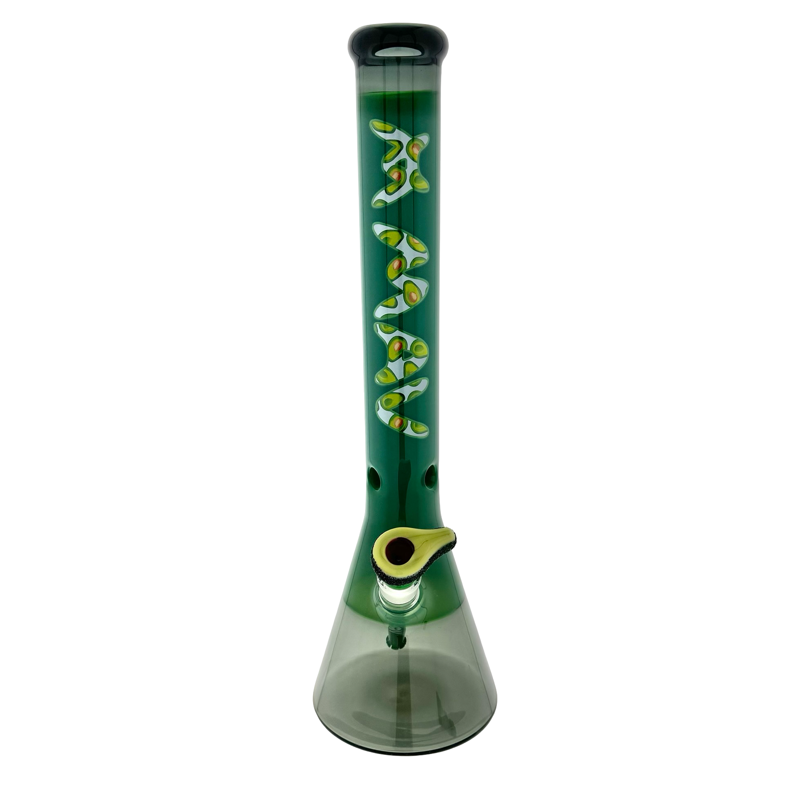 18" x 5mm Happy Avocado Beaker Bong + Ash Catcher Combo x Empire Glassworks Avocado bowl (ONLINE ONLY)