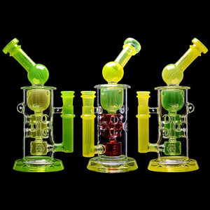 Calibear Kickback Straight Fab Torus Dab Rig | 8.5" Opal-Encased Glass Rig with Seed of Life Perc (ONLINE ONLY)