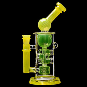 Calibear Kickback Straight Fab Torus Dab Rig | 8.5" Opal-Encased Glass Rig with Seed of Life Perc (ONLINE ONLY)