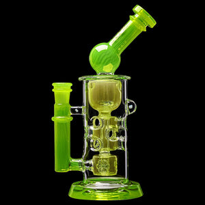 Calibear Kickback Straight Fab Torus Dab Rig | 8.5" Opal-Encased Glass Rig with Seed of Life Perc (ONLINE ONLY)