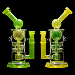 Calibear Kickback Straight Fab Torus Dab Rig | 8.5" Opal-Encased Glass Rig with Seed of Life Perc (ONLINE ONLY)