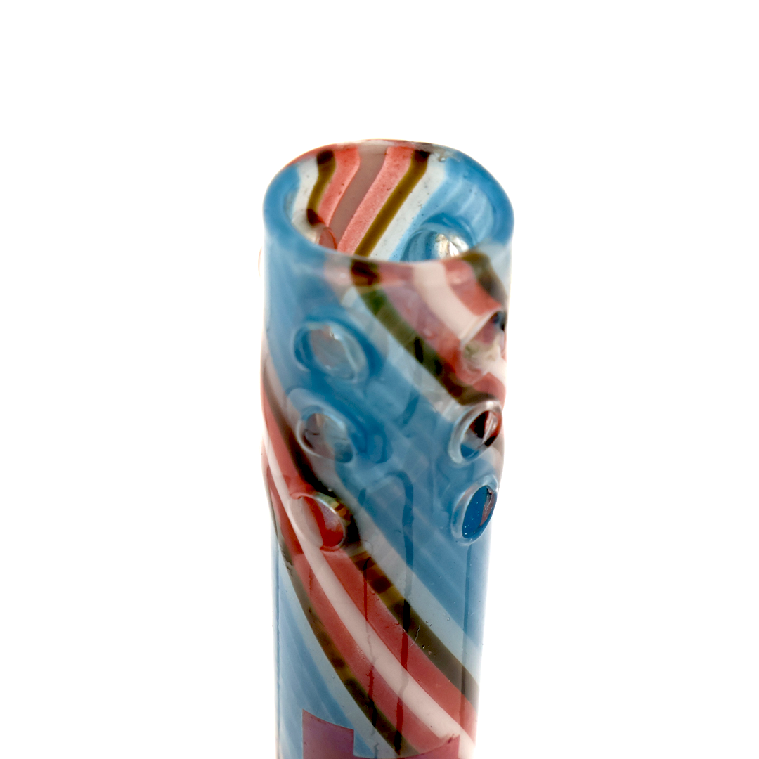 5" Lucky Goat swirly 12 hole Reversal Downstem - Blue (ONLINE ONLY)