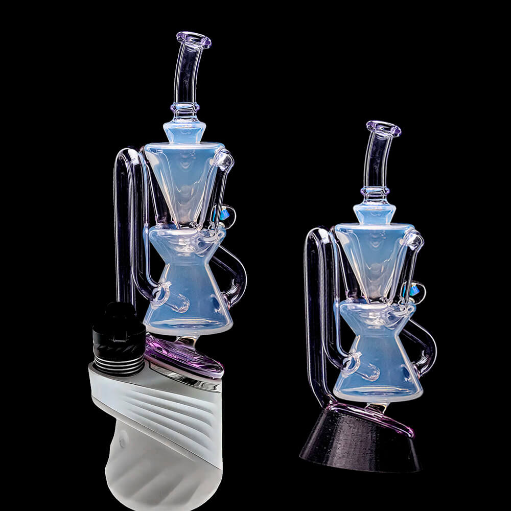 Opal White Klein Recycler W/ Amazing Tornado for Puffco Peak OG & Pro | Calibear (ONLINE ONLY)