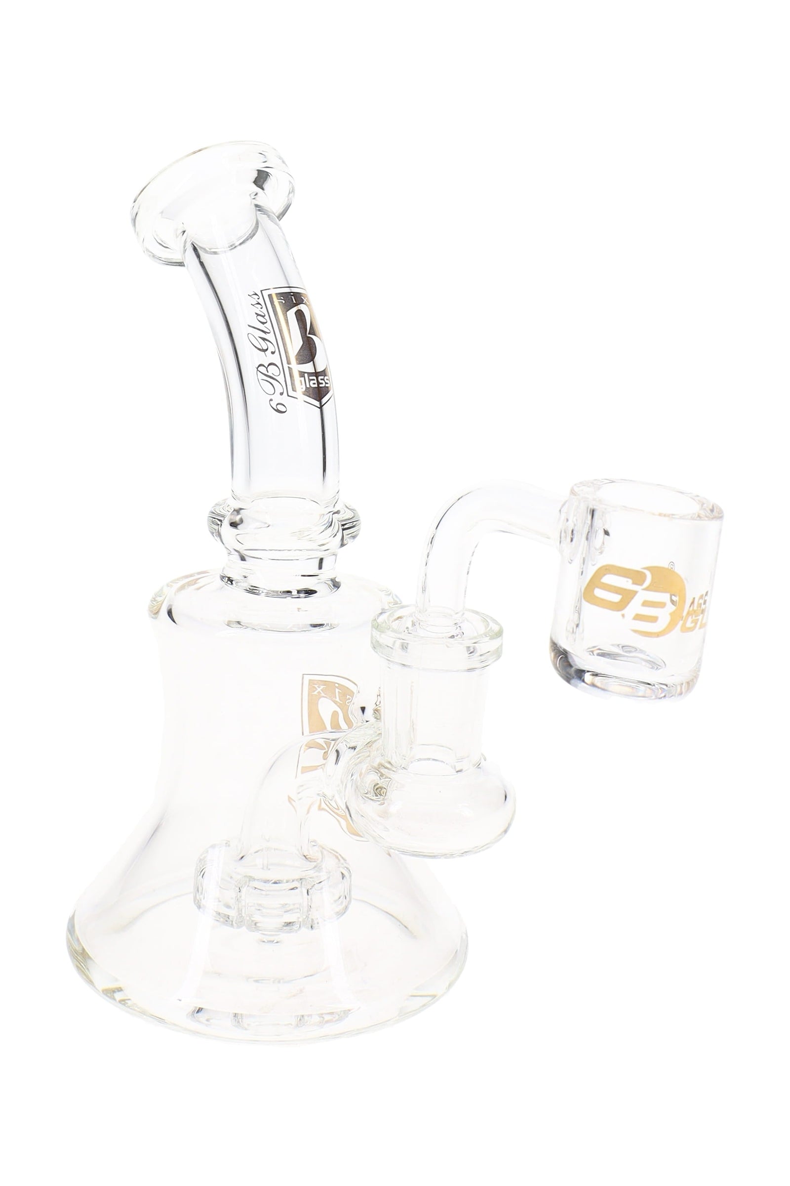 6B Glass Clear Stemless Dab Rig – Showerhead Perc – 5½″ (ONLINE ONLY)