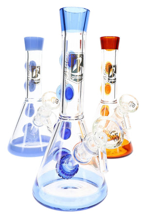 6B Glass Double Showerhead Bong – 7½″ – Assorted Colors (ONLINE ONLY)