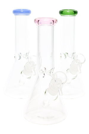 Colored Rim Glass Beaker Bong “Pastel Pour” – 8″ (ONLINE ONLY)