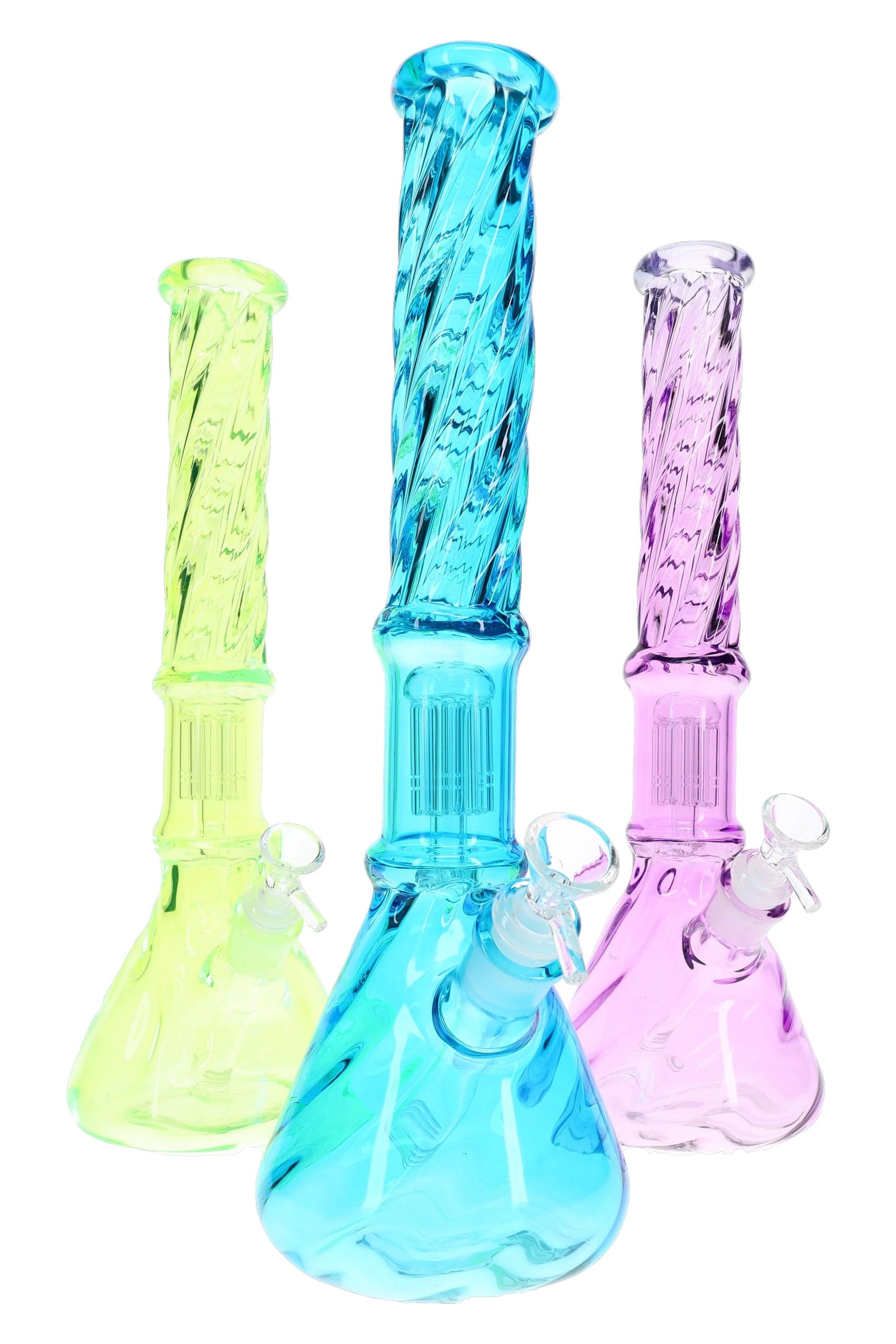 Twisted Glass Beaker Bong “Tree Twist” – Tree Perc – 15″ – Assorted Colors (ONLINE ONLY)