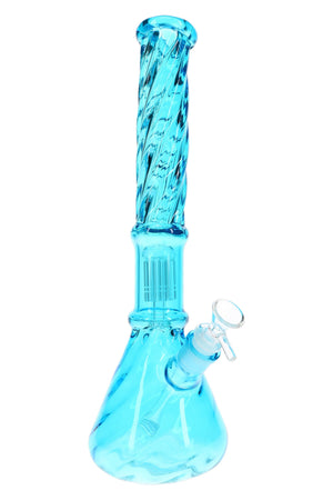 Twisted Glass Beaker Bong “Tree Twist” – Tree Perc – 15″ – Assorted Colors (ONLINE ONLY)