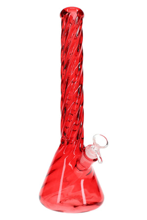 Twisted Glass Beaker Bong “Frost Spiral” – Ice Pinch – 14½″ – Assorted Colors (ONLINE ONLY)