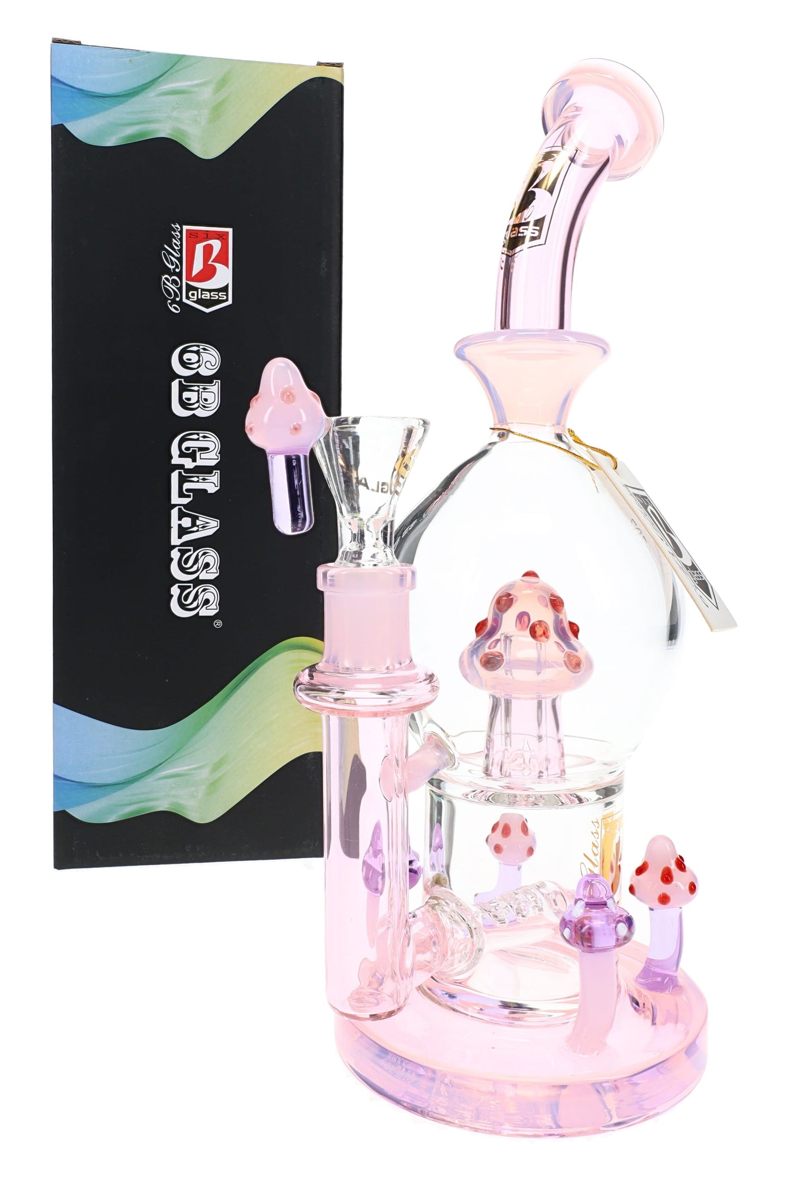 6B Glass Mushroom Water Pipe – 10″ – Assorted Colors (ONLINE ONLY)