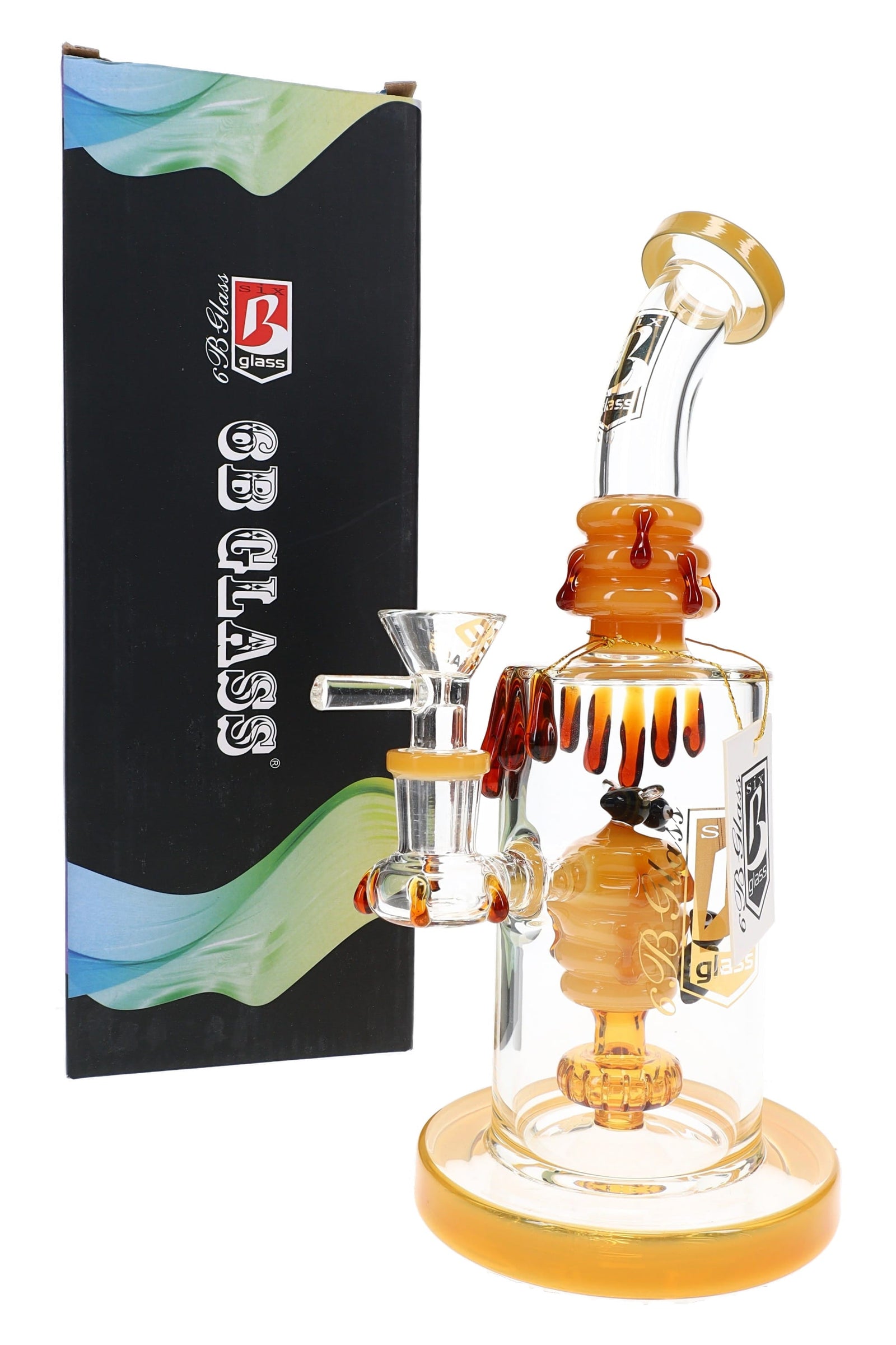 6B Glass Bee Water Pipe – 9½″ – Assorted Colors (ONLINE ONLY)
