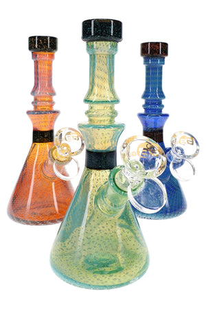 6B Glass Silver Fumed Bubble Dichro Beaker Bong – 7″ – Assorted Colors (ONLINE ONLY)