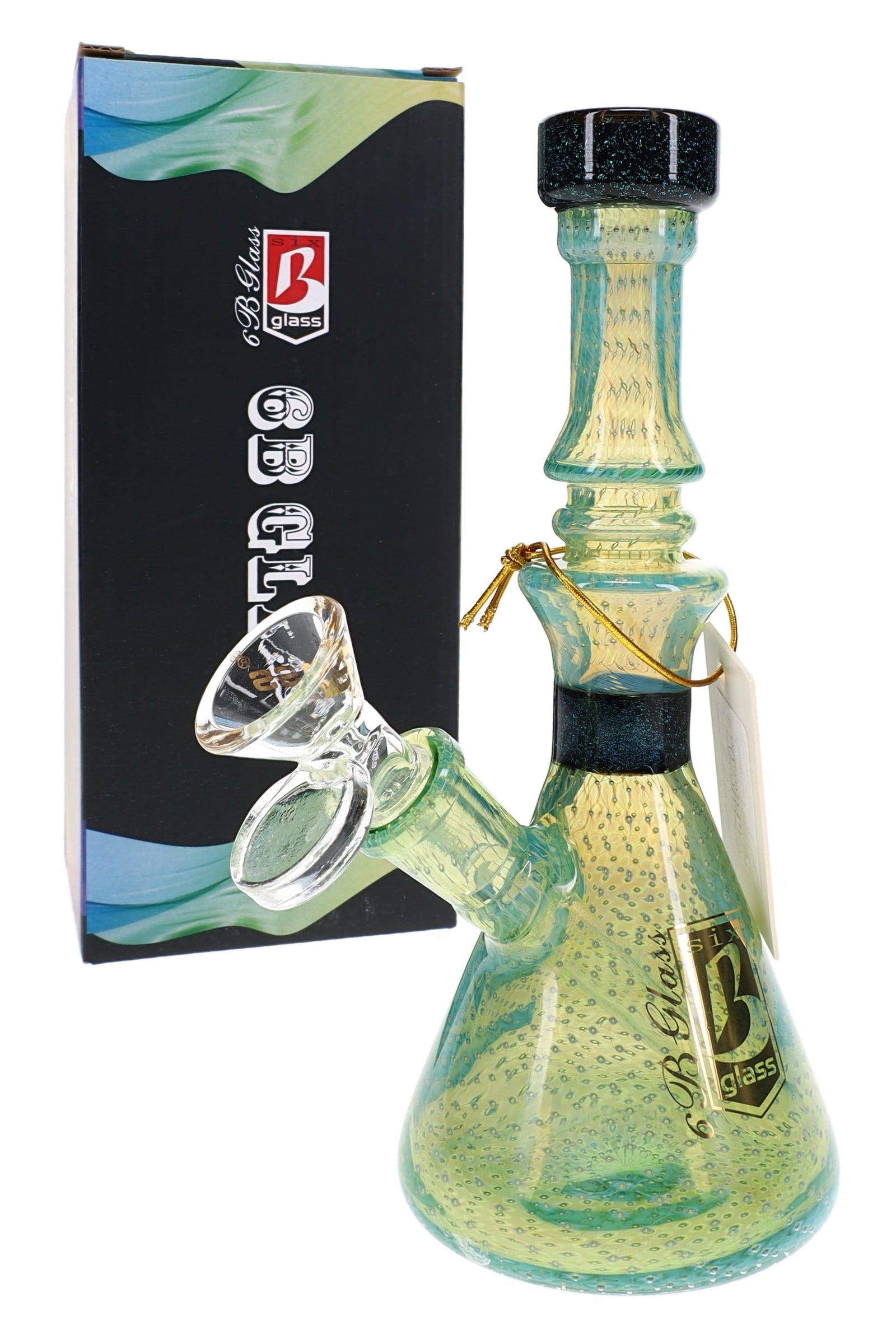 6B Glass Silver Fumed Bubble Dichro Beaker Bong – 7″ – Assorted Colors (ONLINE ONLY)