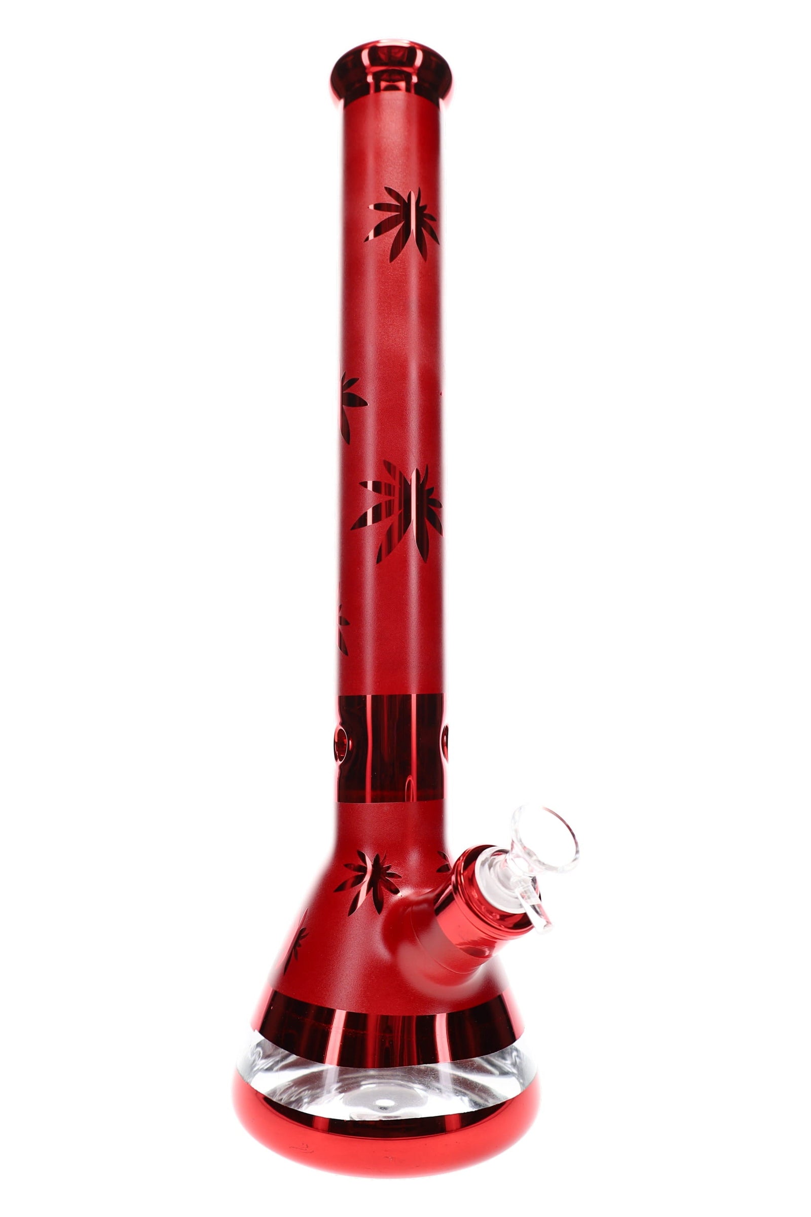 Metallic Leaf Glass Beaker Bong “Leaf Luxe” – Ice Pinch – 18″ (ONLINE ONLY)