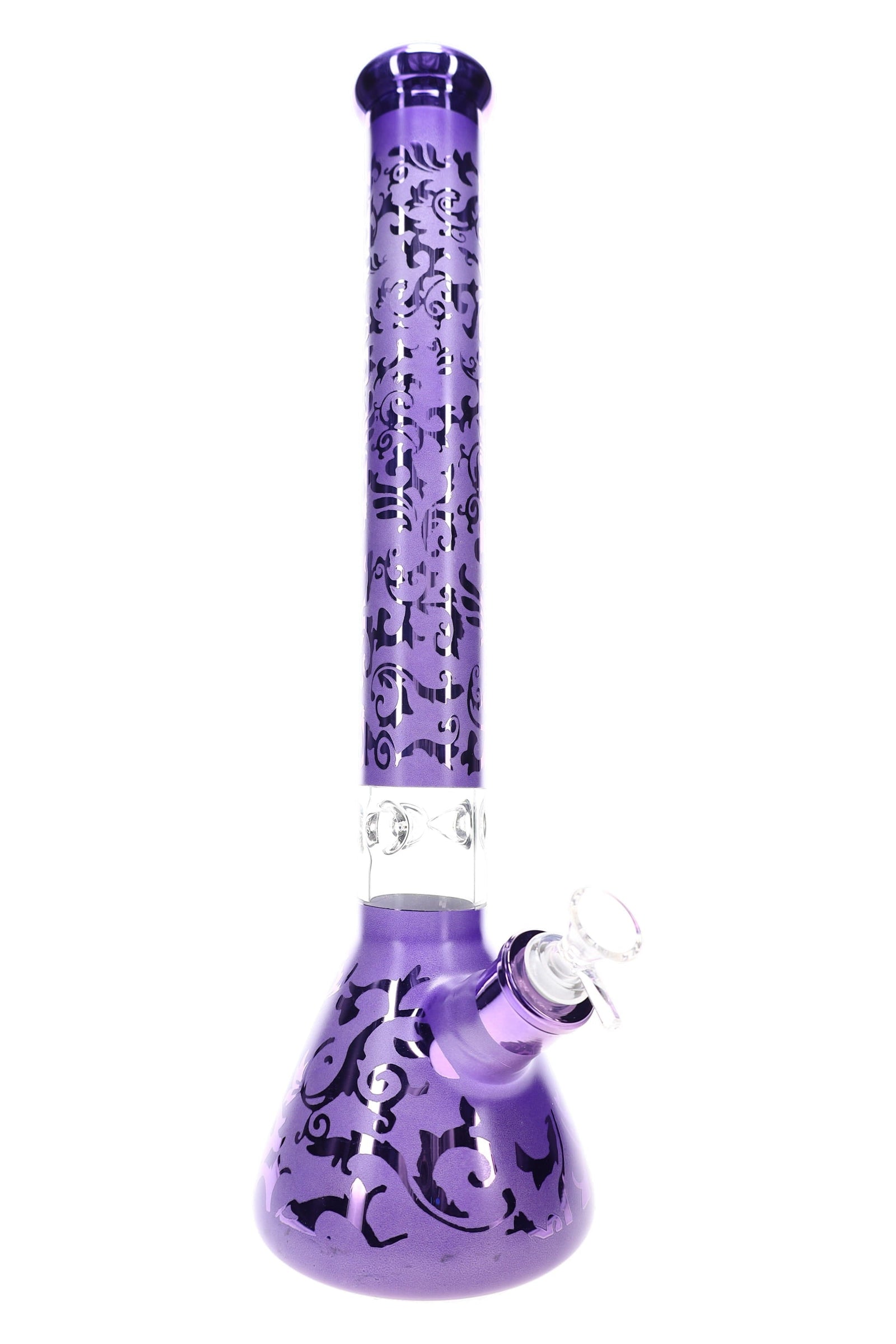 Metallic Vine Glass Beaker Bong “Vine Shine” – Ice Pinch – 18″ (ONLINE ONLY)