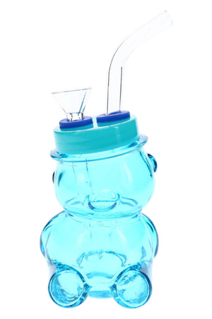 Colored Glass Bear Bong “Honey Puff” – 4″ (ONLINE ONLY)