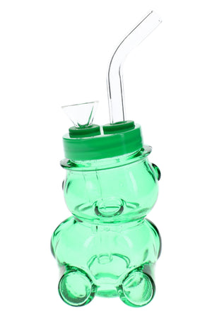 Colored Glass Bear Bong “Honey Puff” – 4″ (ONLINE ONLY)
