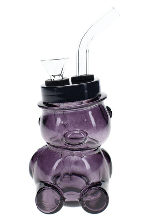 Colored Glass Bear Bong “Honey Puff” – 4″ (ONLINE ONLY)