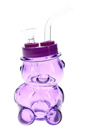 Colored Glass Bear Bong “Honey Puff” – 4″ (ONLINE ONLY)