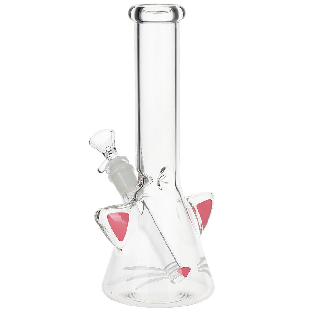 SeshGear Kitty Whiskers Beaker Glass Water Pipe - 9.75" / 14mm F (ONLINE ONLY)