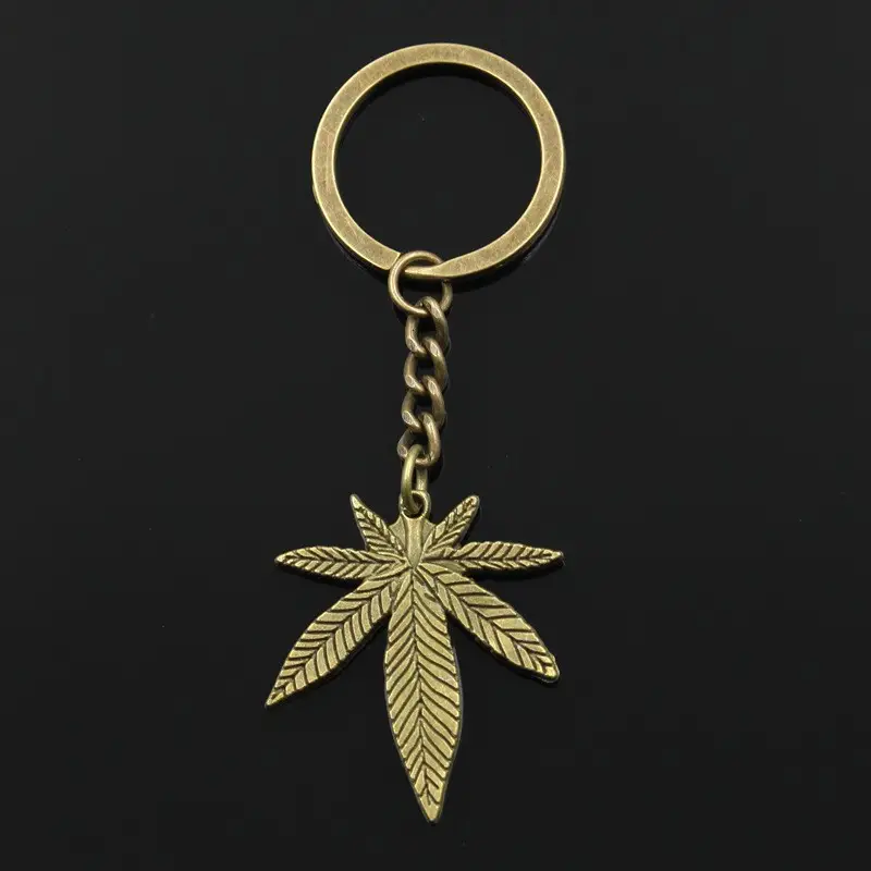 Weed Leaf Keychain - Bronze