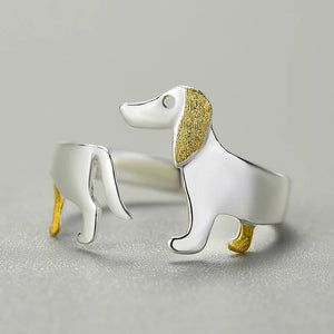 Engravable Dachshund Sterling Silver Ring