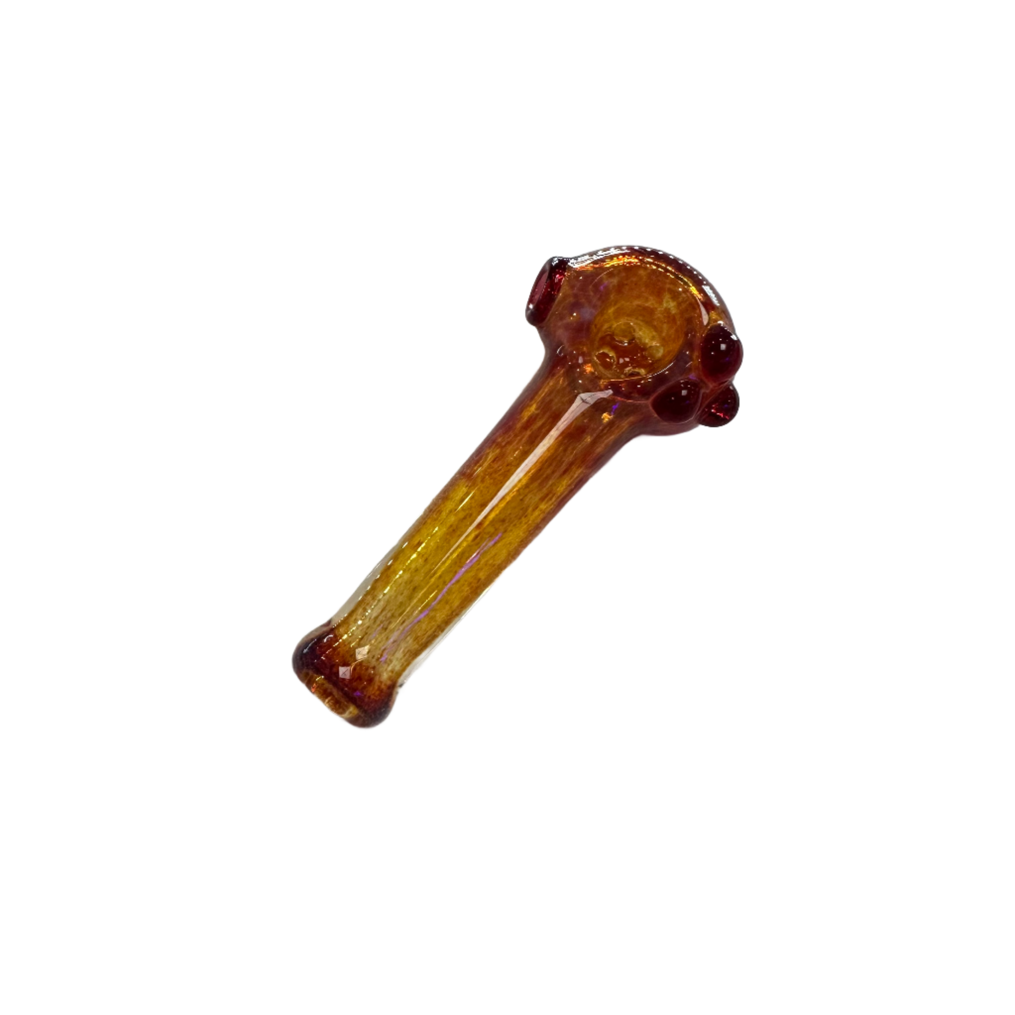 Sarah Marblesbee 4 Hole Large Spoon - Amber w/ Red Dots