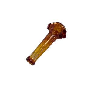 Sarah Marblesbee 4 Hole Large Spoon - Amber w/ Red Dots