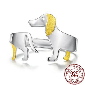 Engravable Dachshund Sterling Silver Ring