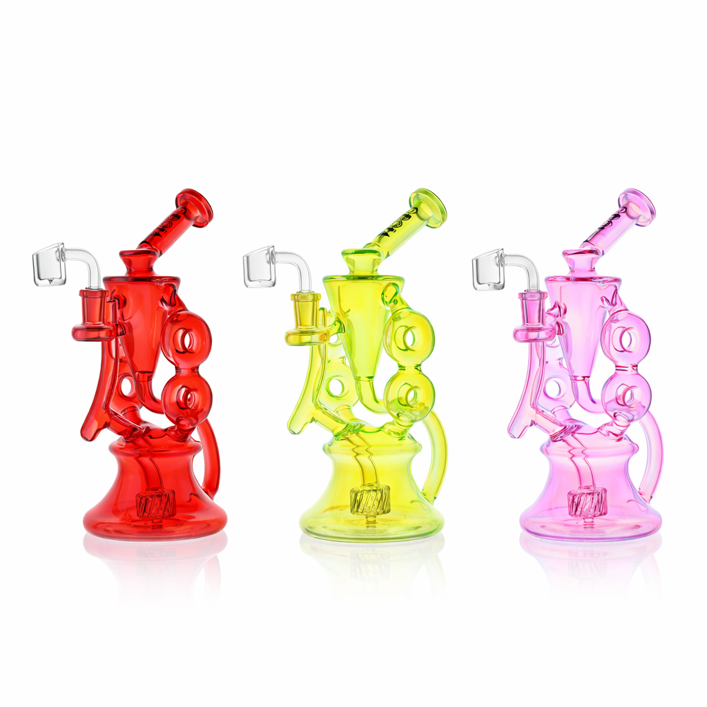 10" Symmetrical Quad-Donut Klein Recycler Dab Rig | Croia Glass (ONLINE ONLY)