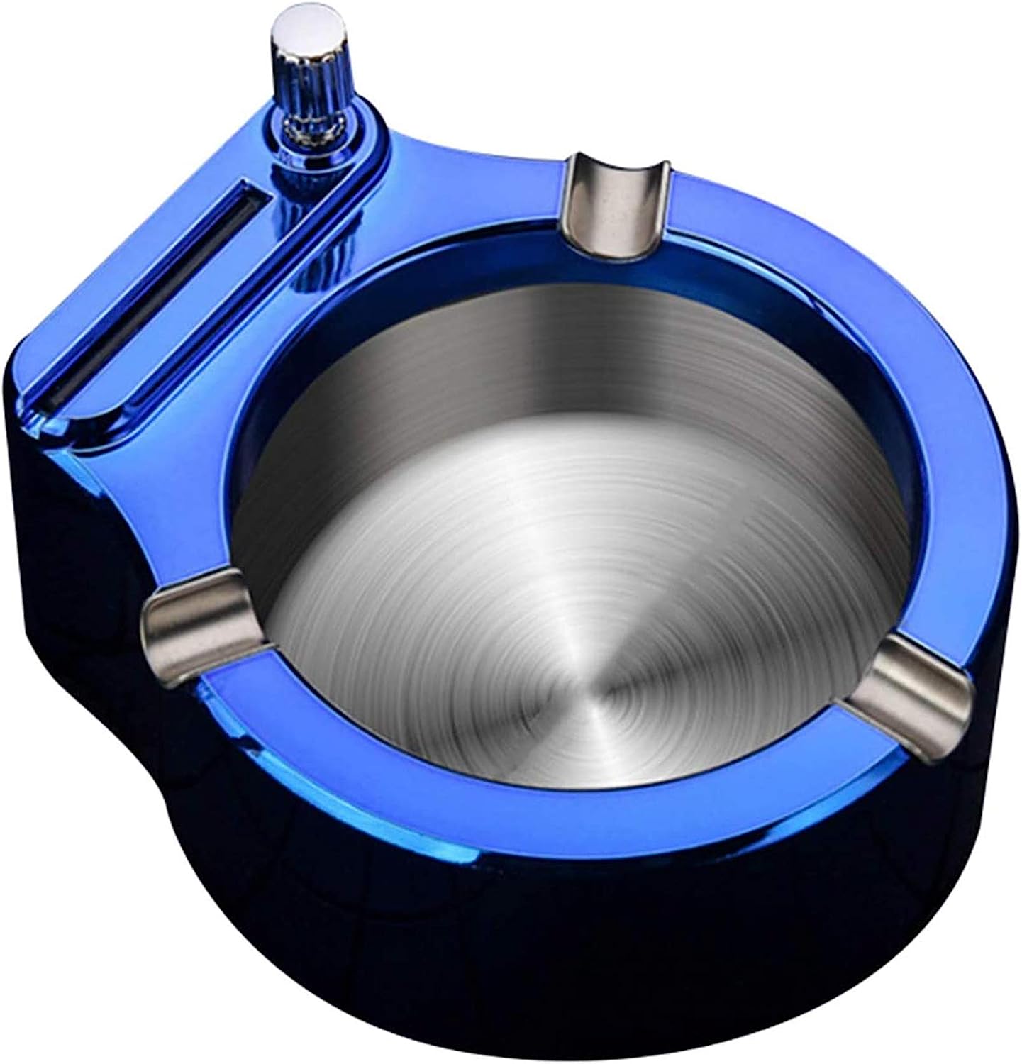 Metal Ashtray with Built-in Match - Blue