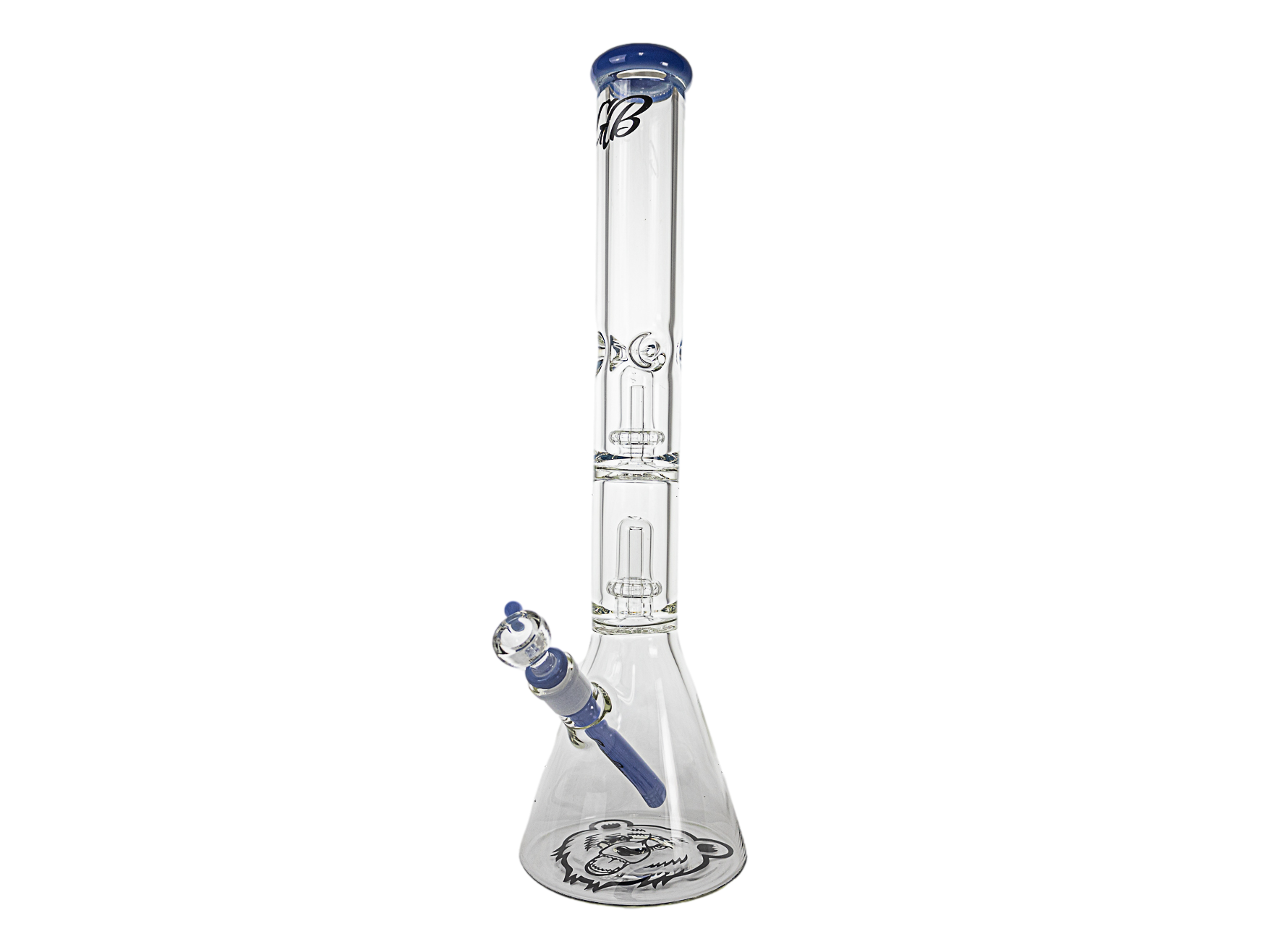 18" Green Bear 7mm Double UFO Beaker - Slime Blue