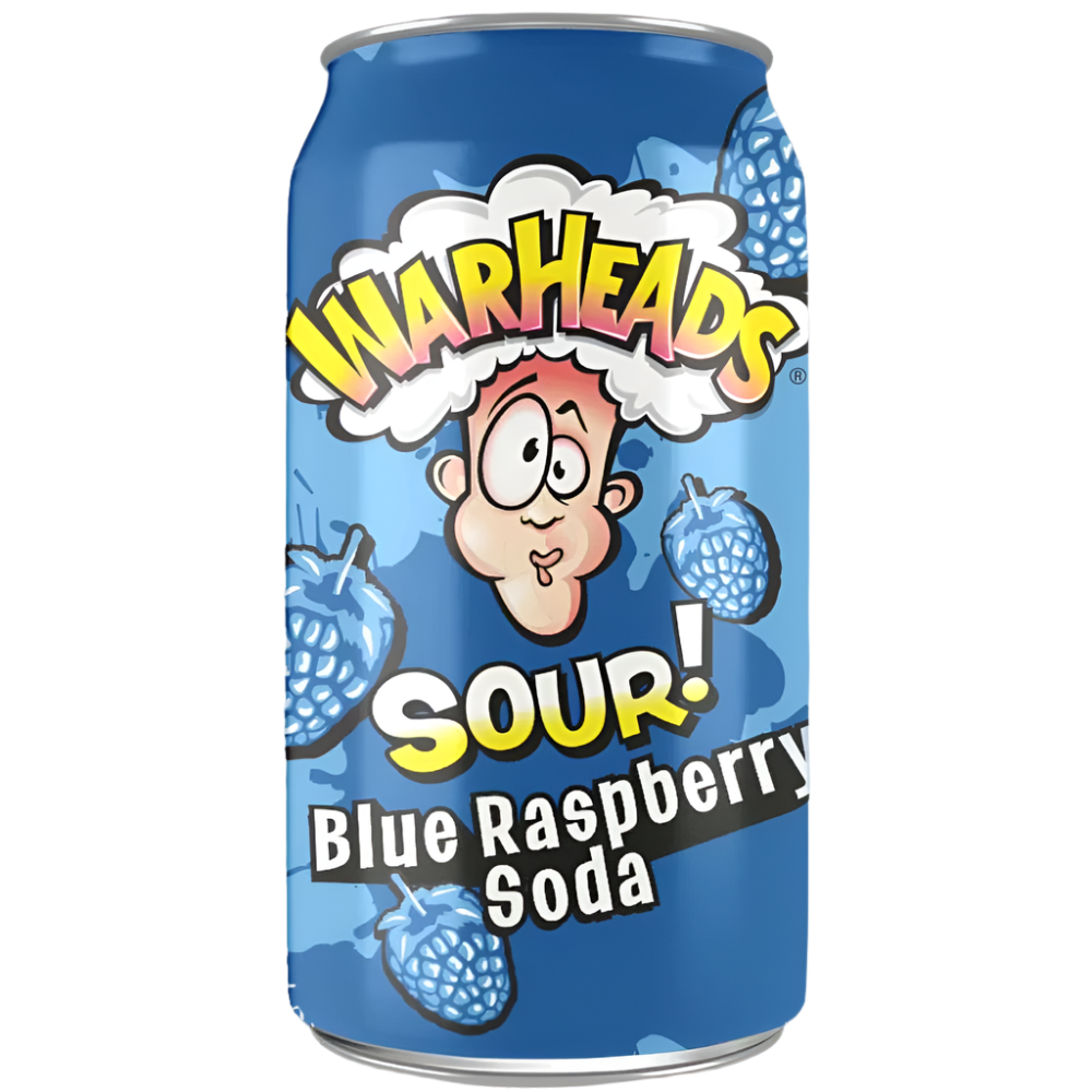 Warheads Sour Blue Raspberry Soda 12 fl oz (Rare American)